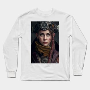 Dieselpunk Chick with Goggles Long Sleeve T-Shirt